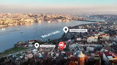 BALAT’TA TERASLI HALİÇ MANZARALI KÖŞE KONUMLU MÜSTAKİL BİNA - BOŞ