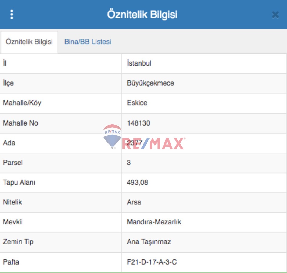 BÜYÜKÇEKMECE ESKICE KARAAĞAÇ MEVKISI SATILIK ARSA 494 M2
