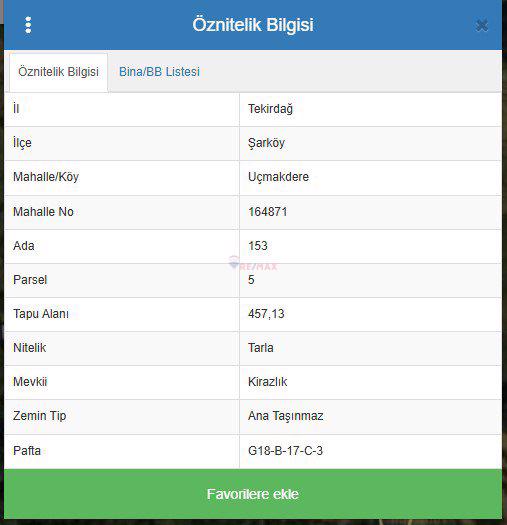 REMAXLAND'TEN SATILIK ŞARKÖY UÇMAKDEREDE 457 M2 ARAZİ