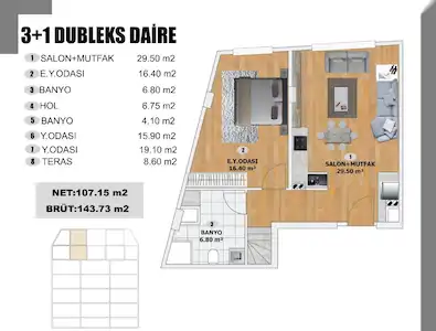 KADIKÖY OSMANAĞA MAH. SATILIK 3+1 DUBLEKS SIFIR DAIRE