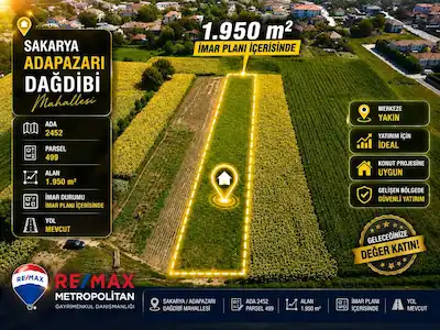 ADAPAZARI DAĞDİBİNDE İMAR PLANI İÇERİSİNDE 1.950 M² TARLA