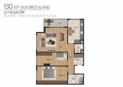 KENT ETİLER 2+1 DAİRE (130 M²)
