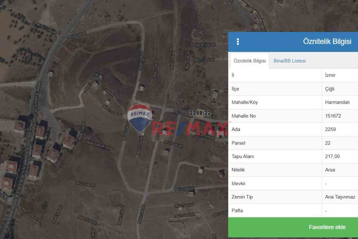 ÇIĞLI HARMANDALI'NDA SATILIK ARSA NİTELİKLİ PARSEL