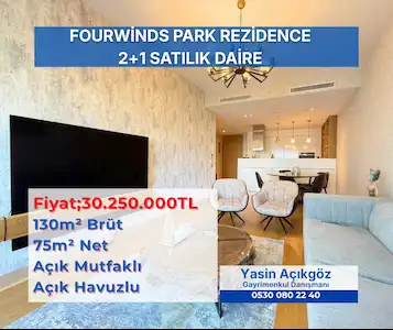 FOUR WİNDS PARK RESİDENCE 2+1 SATILIK EBEVEYN BANYOLU GENİŞ