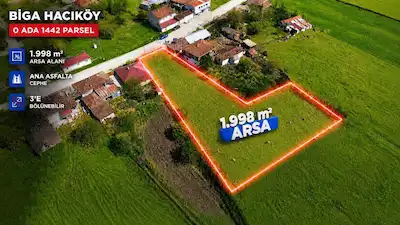 BİGA HACIKÖY’DE 3’E BÖLÜNEBİLİR 1.998 M² ARSA