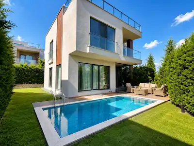 REMAX'DAN KUMBURGAZ'DA DENİZ MANZARALI HAVUZLU 4+1 SATILIK VİLLA