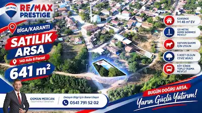 BIGA KARANTIDA 1+1 EVI OLAN SATILIK 641 M2 ARSA
