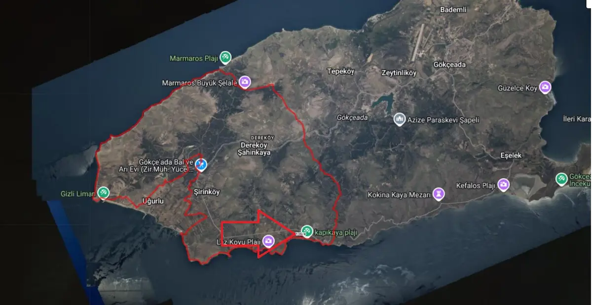 ÇANAKKALE GÖKÇEADA DEREKÖY'DE DENİZ MANZARALI SATILIK TARLA 3