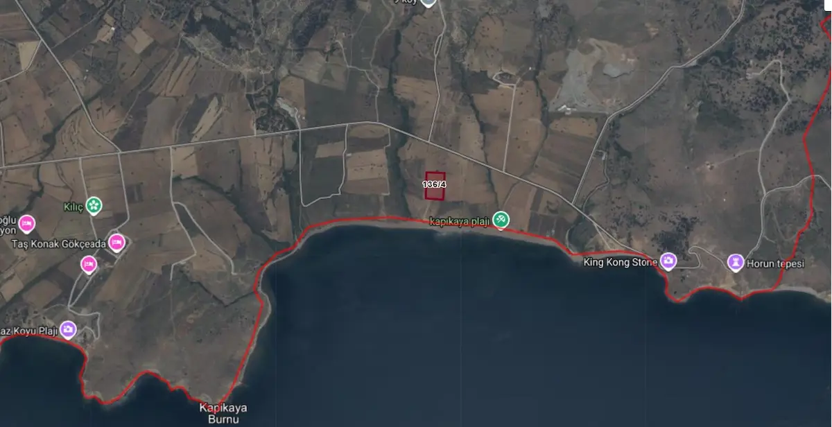 ÇANAKKALE GÖKÇEADA DEREKÖY'DE DENİZ MANZARALI SATILIK TARLA 2