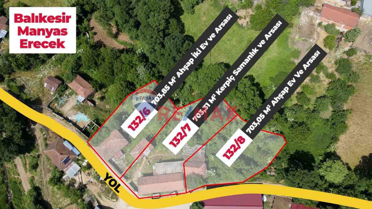 MANYAS ERECEK MAH. 703 M2 ARSA İÇİNDE İKİ KATLI AHŞAP EV