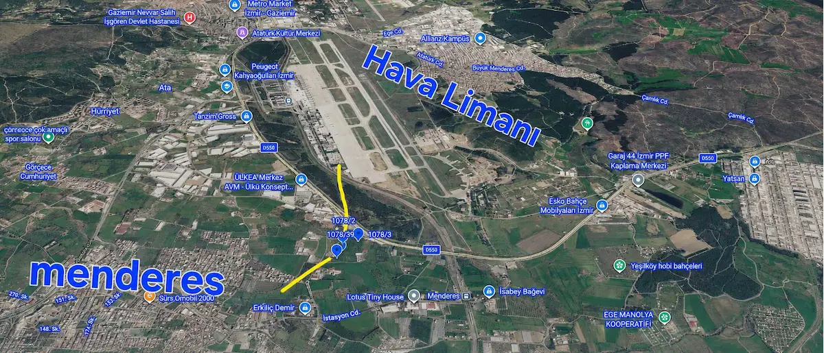 ADNAN MENDERES HAVA LİMANI KARŞISINDA SATILIK 6.352 M² TARLA