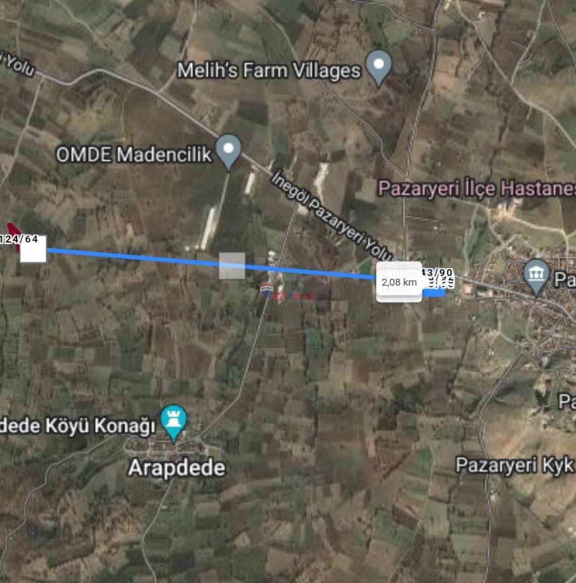 BİLECİK PAZARYERİ ARAPDEDE KÖYÜ' NDE (4.993 M2) SATILIK TARLA