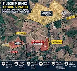 BİLECİK MERKEZ 3.OSB KARŞISI 6 YAŞINDA VERİMLİ CEVİZ BAHÇESİ