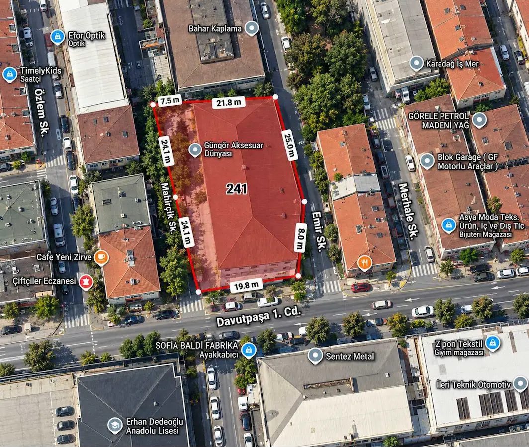 GÜNGÖREN DAVUTPAŞA'DA 1.226 M² ÇIFT CEPHELI İMARLI TICARI ARSA