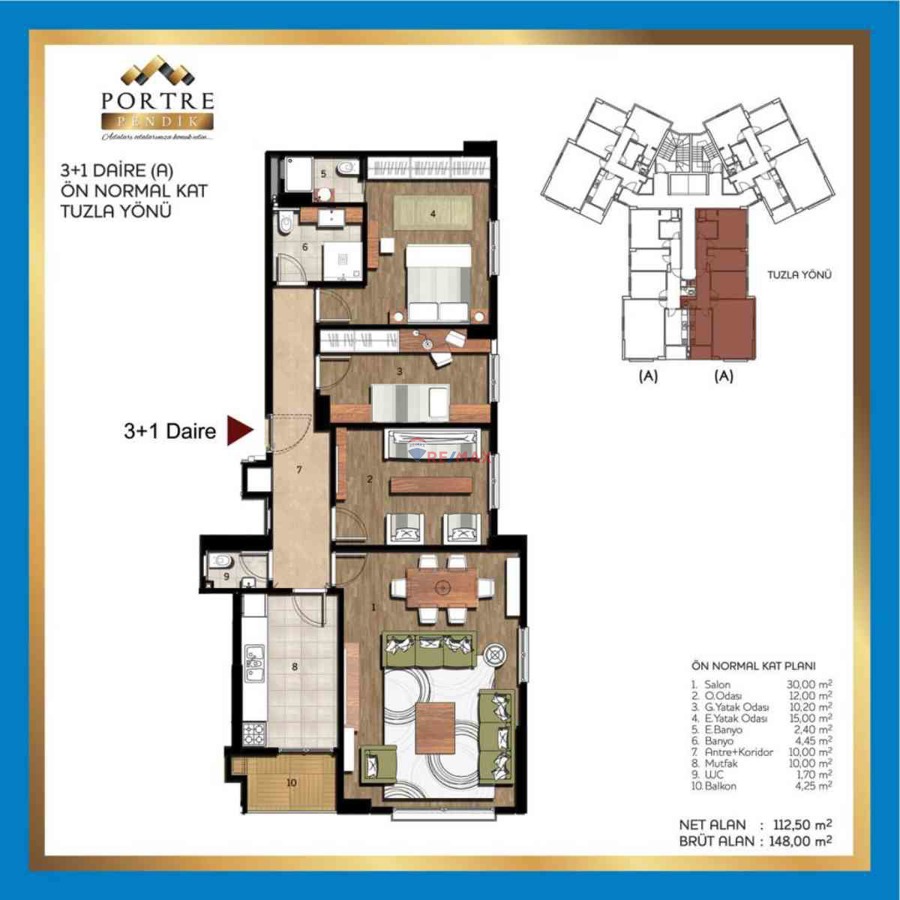 PENDİK PORTRE PENDİK SİTESİNDE SATILIK 3+1 DAİRE