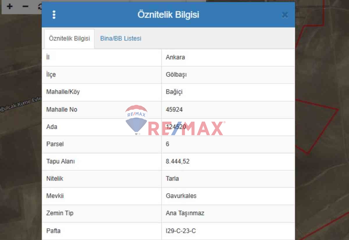 GÖLBAŞI BAĞIÇI MAHALLESINDE TEK TAPU 8.444 METRE KARE TARLA