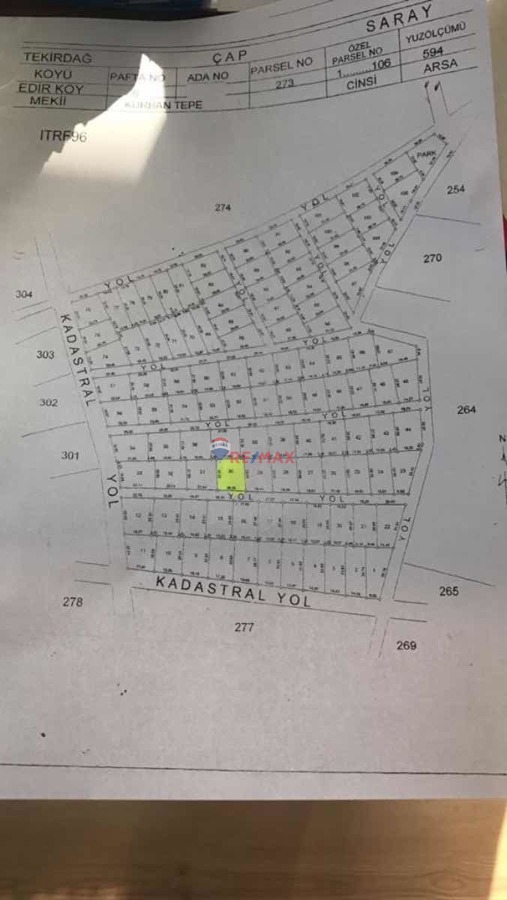 SARAY EDIRKÖY'DE 577 M2 SATILIK HISSELI ARSA