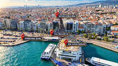 KARŞIYAKA DONANMACI’DA 6 KATLI, MÜSTAKİL PARSELDE SATILIK KOMPLE TİCARİ BİNA