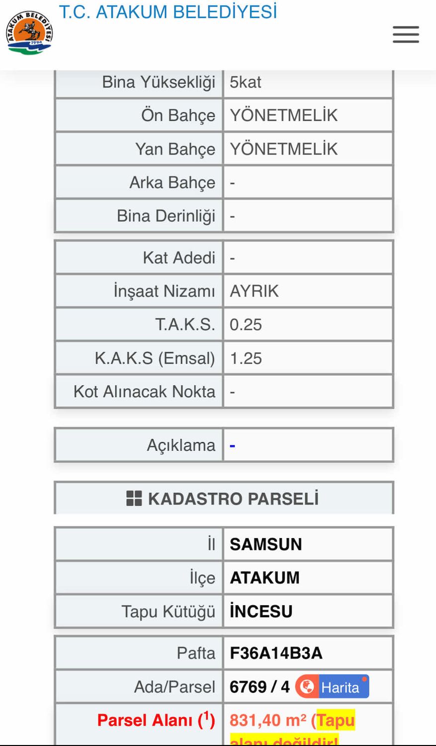 İNCESU 5 KATA İMARLI  FIRSAT ARSA