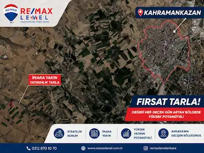 ANKARA KAHRAMANKAZAN’DA MÜSTAKİL PARSEL TAPULU, İMARA YAKIN YATIRIMLIK TARLA