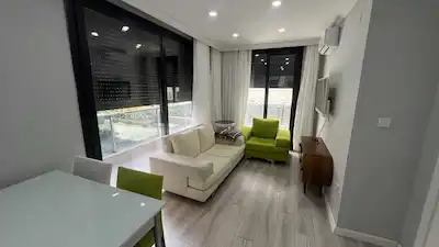 SARIMSAKLI'DA KİRALIK 1+1 EŞYALI BAHÇELİ YENİ DAİRE HAZIRAN 15’E KADAR