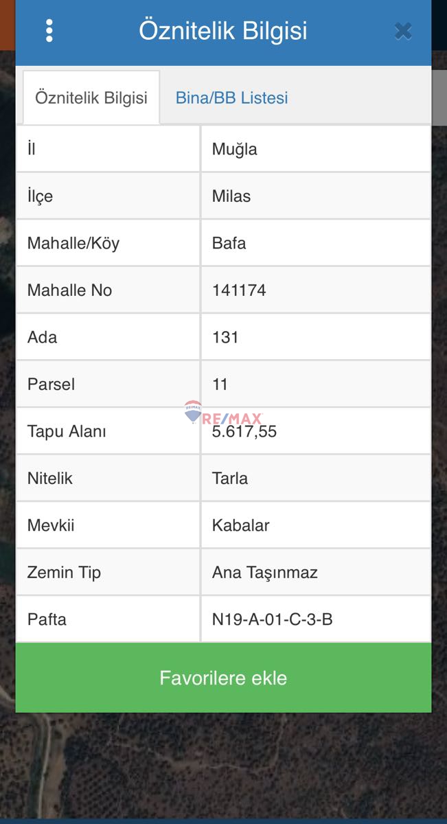 MİLAS BAFA’DA SATILIK 5617M2 TARLA