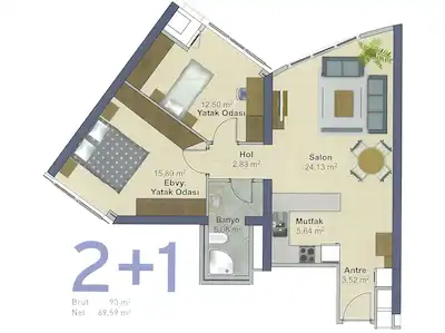 ATAŞEHİR AĞAOĞLU ANDROMEDA C3 BLOKTA KİRALIK 2+1 DAİRE